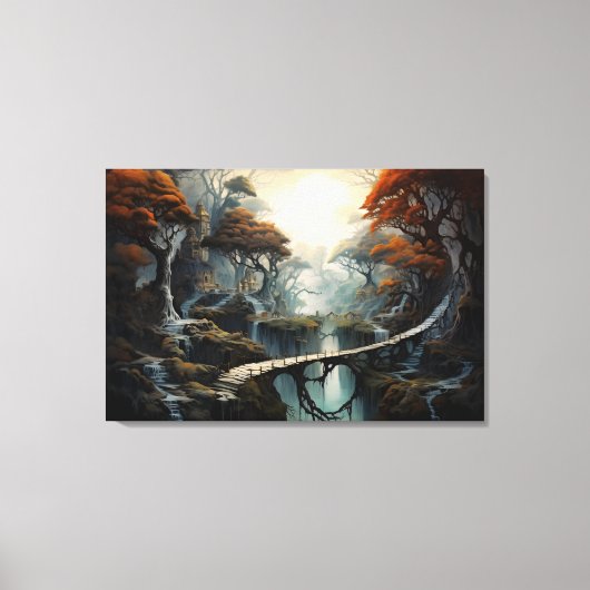 Oerwoud Wanderer: Fantasy Landschapskunst in het g Canvas Afdruk (Voorkant)