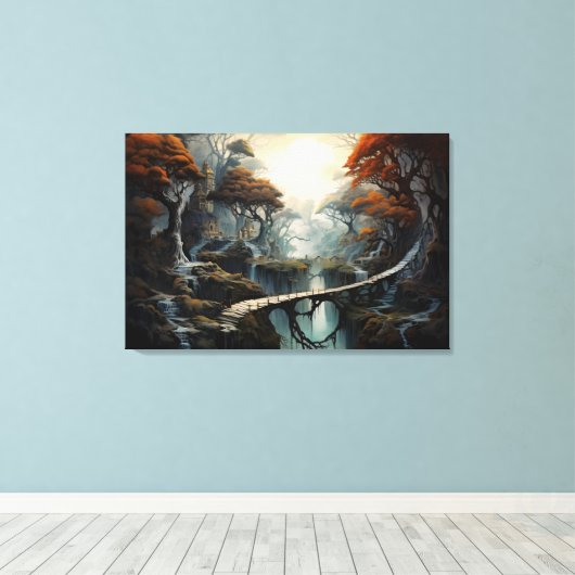 Oerwoud Wanderer: Fantasy Landschapskunst in het g Canvas Afdruk (Insitu (Houten vloer))