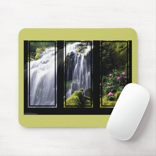 Oerwoud Waterfall Triptych Digital Art Muismat (Met muis)