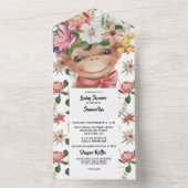 Oerwoud waterverf aap genderneutraal douche all in one uitnodiging (Binnen)