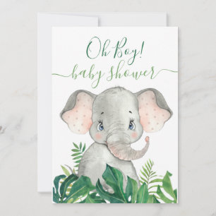Oerwoud Waterverf Baby shower Elephant Kaart