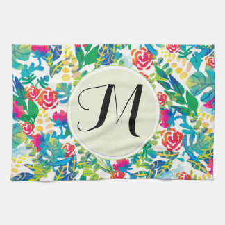 Oerwoud Waterverf Flowers Floral Fine Monogram Theedoek