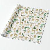 Oerwoud Wild Animal Pattern Elegant Gold Green Cadeaupapier (Uitgerold)