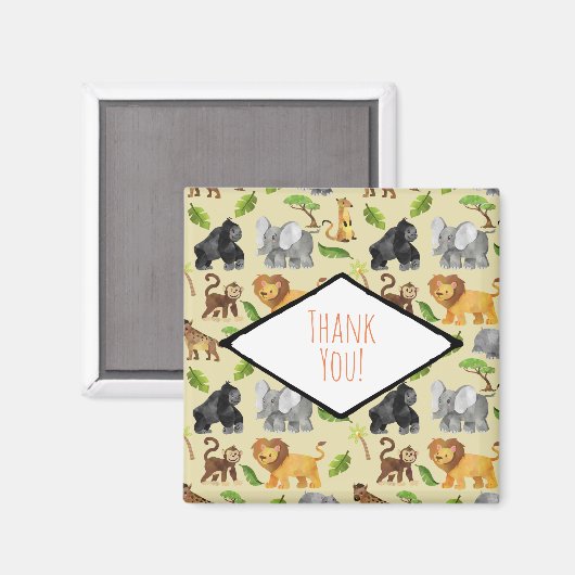 Oerwoud Wild Animal Safari Pattern Dank u wel Magneet (Voorkant / Achterkant)