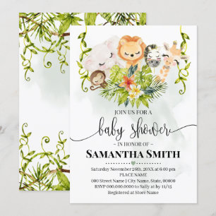 Oerwoud Wilde Dieren Baby shower Tropische Safari Kaart