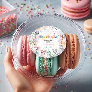 Oerwoud wilde dieren meisje dank u ronde sticker