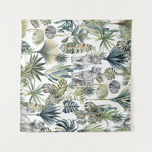 Oerwoud witte tijgers tapijt wandkleed (Voorkant (horizontaal))