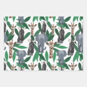 Oerwoud Zebra Elephant Giraffe Safari Animals Inpakpapier Vel (Voorkant 2)