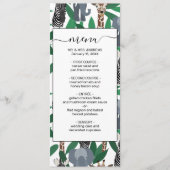 Oerwoud Zebra Elephant Giraffe Safari Animals Menu (Voorkant)