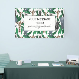 Oerwoud Zebra Elephant Giraffe Safari Animals Spandoek