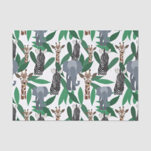 Oerwoud Zebra Elephant Giraffe Safari Animals Tissuepapier