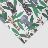 Oerwoud Zebra Elephant Giraffe Safari Animals Tissuepapier (Detail)
