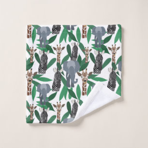 Oerwoud Zebra Elephant Giraffe Safari Animals Washandje