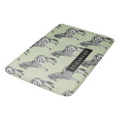 Oerwoud Zebra Wilde Patroon & Aangepaste Naam Badmat (Gekanteld)