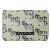 Oerwoud Zebra Wilde Patroon & Aangepaste Naam Badmat (Voorkant)