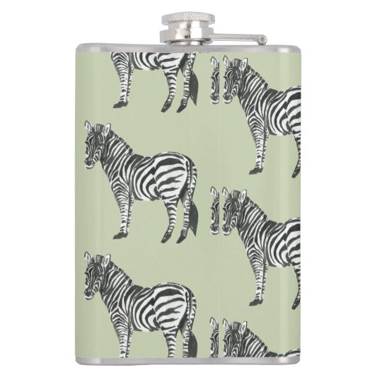 Oerwoud Zebra Wilde Patroon & Aangepaste Naam Heupfles (Achterkant)