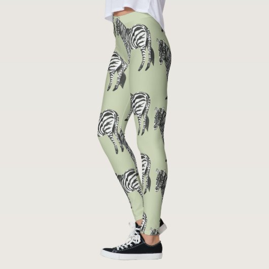Oerwoud Zebra Wilde Patroon & Aangepaste Naam Leggings (Links)