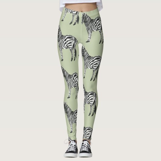 Oerwoud Zebra Wilde Patroon & Aangepaste Naam Leggings (Voorkant)