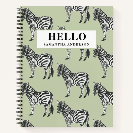 Oerwoud Zebra Wilde Patroon & Aangepaste Naam Notitieboek (Voorkant)