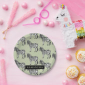 Oerwoud Zebra Wilde Patroon & Aangepaste Naam Papieren Bordje (Feest)