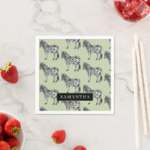 Oerwoud Zebra Wilde Patroon & Aangepaste Naam Servet (Insitu)