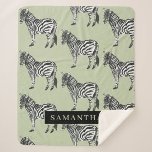 Oerwoud Zebra Wilde Patroon & Aangepaste Naam Sherpa Deken