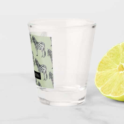 Oerwoud Zebra Wilde Patroon & Aangepaste Naam Shot Glas (Rechts)