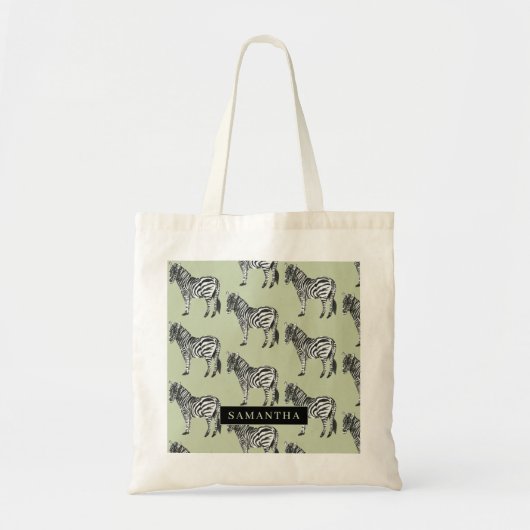 Oerwoud Zebra Wilde Patroon & Aangepaste Naam Tote Bag (Voorkant)