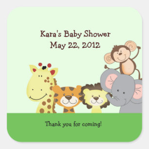 OERWOUD ZOO PARTY Custom Square Favor Sticker