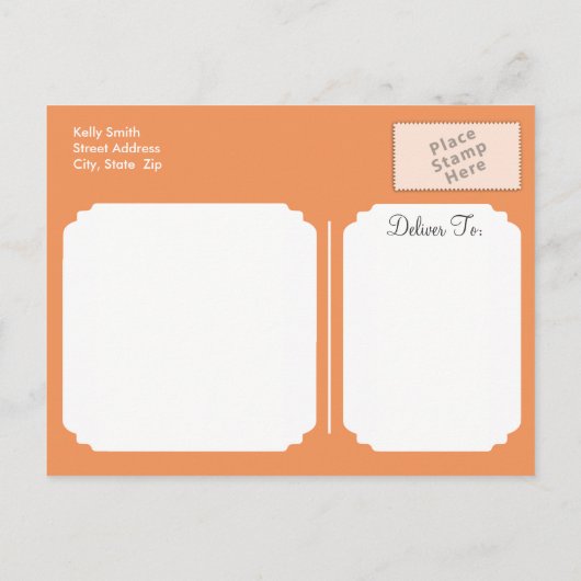 Oerwouden Baby shower; Oranje en witte Chevron Uitnodiging Briefkaart (Achterkant)