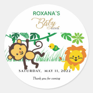Oerwouden baby shower safari schattig ronde sticker