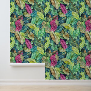 Oerwouden blad gebladerte groen tropische natuur behang