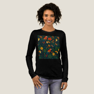 Oerwouden bladeren en kleurrijke tropische vogels Tri-Blend shirt