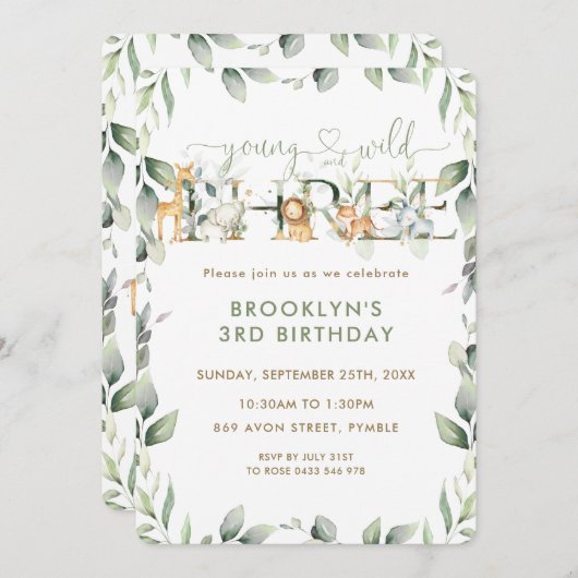 Oerwouden Dieren Greenery Young Wild and Three Kaart (Voorkant / Achterkant)