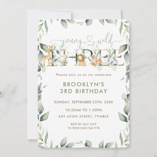 Oerwouden Dieren Greenery Young Wild and Three Kaart (Voorkant)