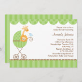 Oerwouden dieren in groene roller-uitnodigingen kaart (Voorkant / Achterkant)