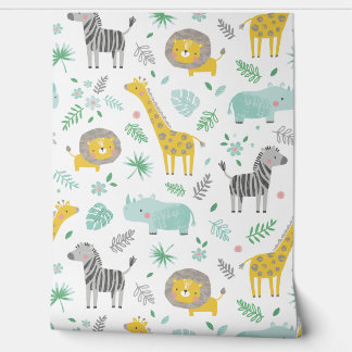 Oerwouden met bladeren en bloemen behang