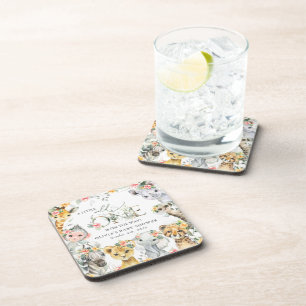 Oerwouden, Safari, Bloemen, Baby shower Bier Onderzetter