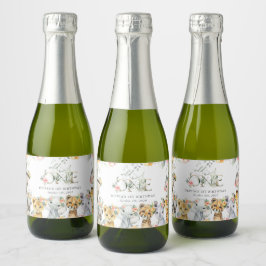 Oerwouden, safari, bloemen, eerste verjaardag sparkling wijnetiket
