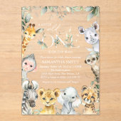 Oerwouden, Safari, Wild One, Baby shower Acryl Uitnodigingen (Voorkant)