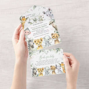 Oerwouden, Safari, Wild One, Baby shower All In One Uitnodiging