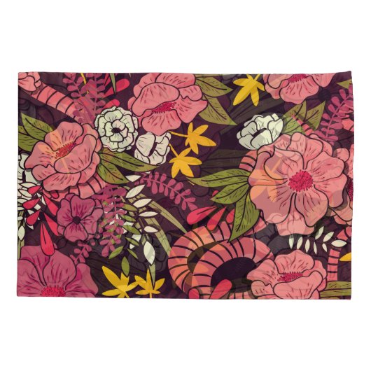 Oerwouden slangen, tropische bloemen, . kussensloop (Achterkant)