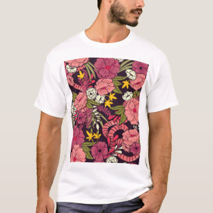 Oerwouden slangen, tropische bloemen, . t-shirt