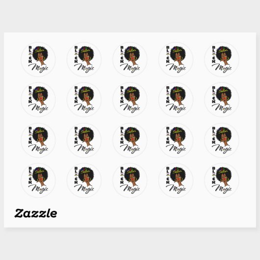 Oes Black Sistar Magic Bestel de Oosterse Sterrenm Ronde Sticker (Vel)