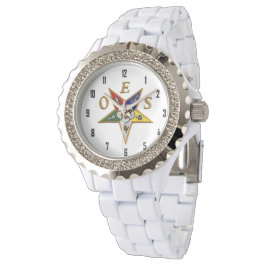 OES Custom Vrouwen Strass Wit Emaille Horloge