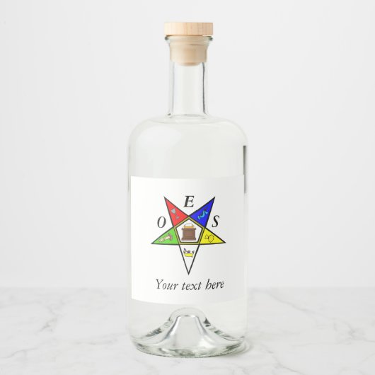 OES Eastern Star Sister Masonry Order Likeurfles Etiket (Voorkant)
