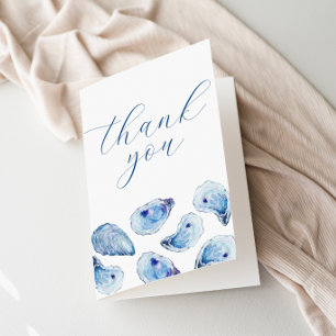 Oester Aquarel Blau Eenvoudig Elegant Vouwkaart Bedankkaart