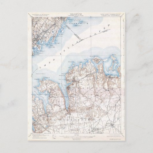 oester Bay Long Island New York Map Briefkaart (Voorkant)