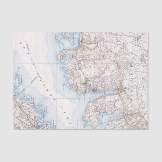  oester Bay Long Island New York Map Tissuepapier (Voorkant)