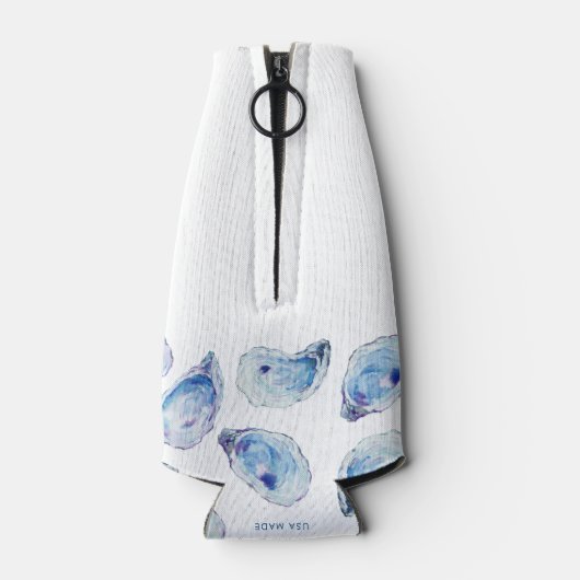 Oester Blauw Waterverf Bruiloft Favor Flesjeskoeler (Achterkant)